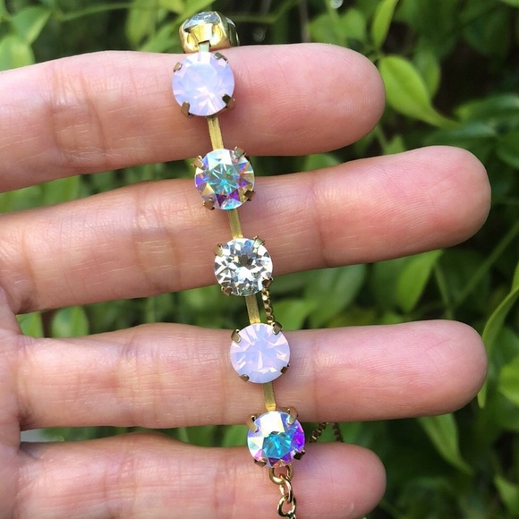 Aurora Borealis, Classic Crystal + Pink Opal Bracelet - Picture 10 of 15